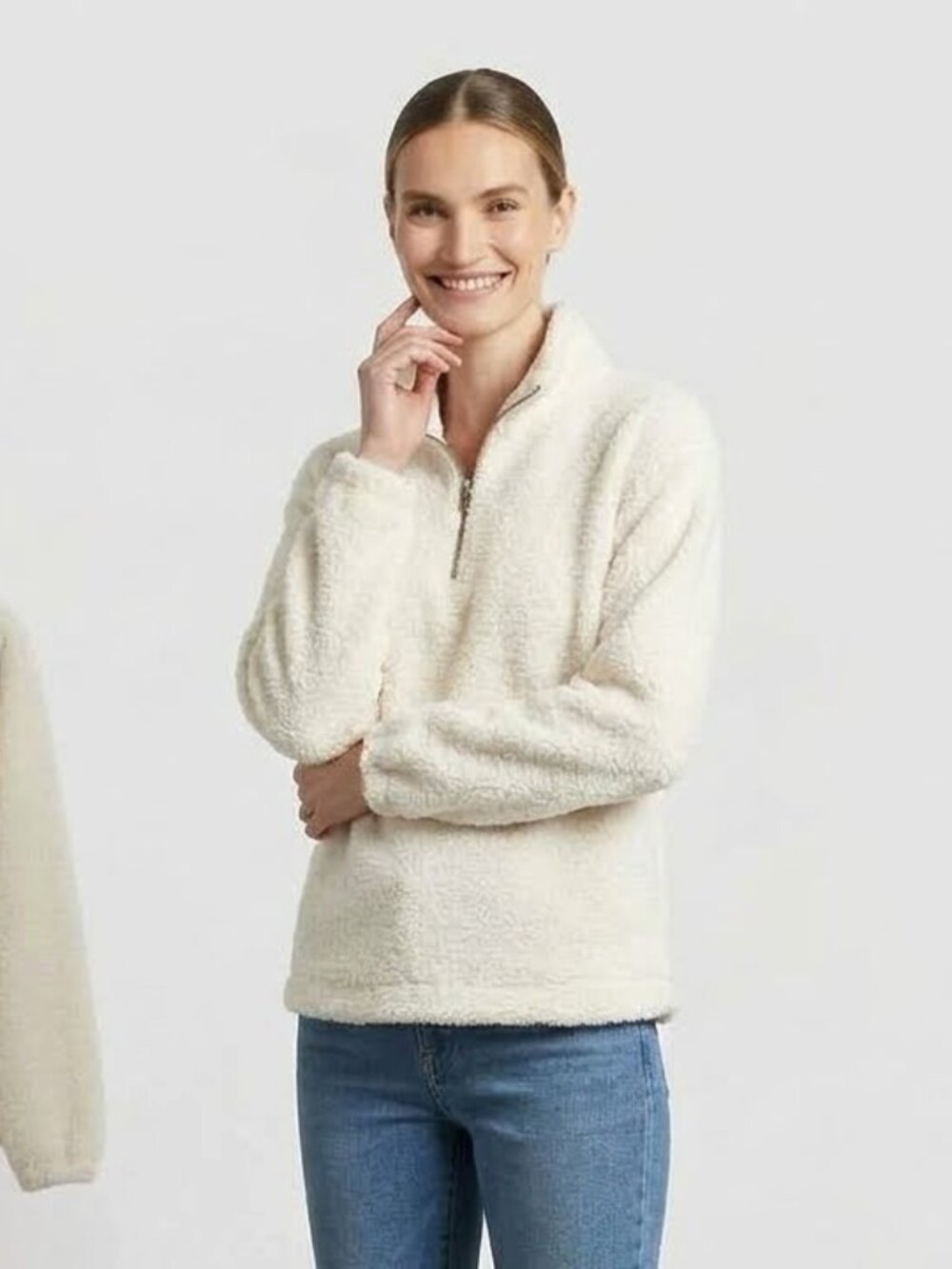 Loft cream colored sherpa jacket, size S